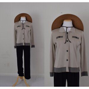 Vintage‎ Tan and Black Acrylic Knit Top size XS